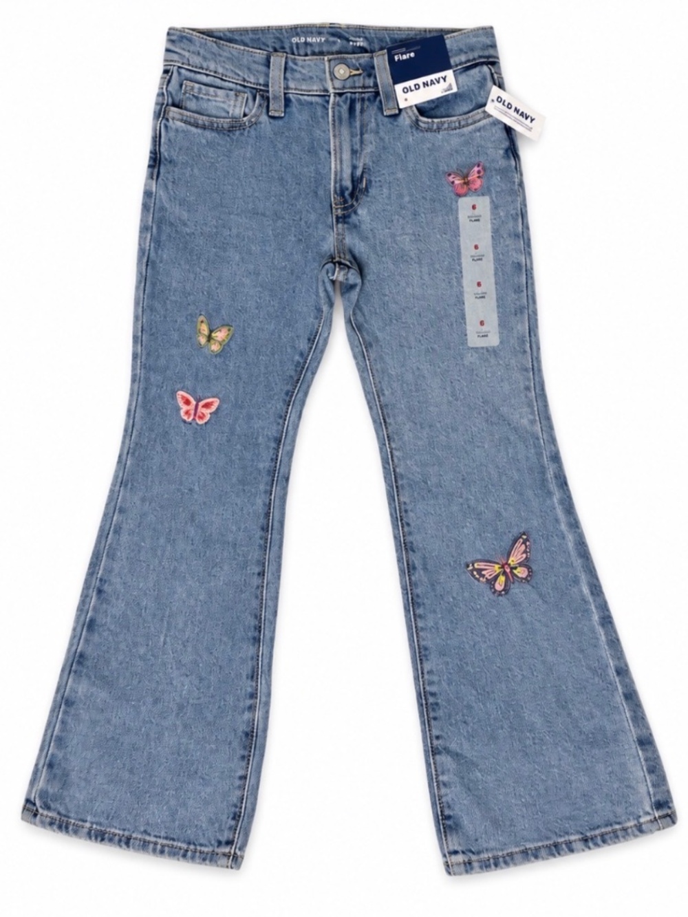 Old Navy Girls Size 8 Flare Jeans Butterfly Print NWT